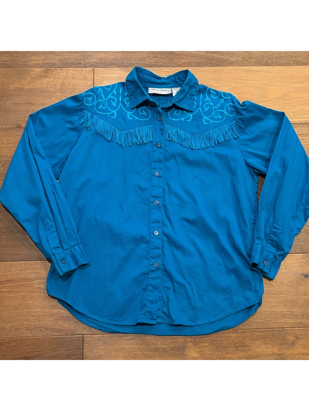 Vintage 80s 90s Adobe Rose Women’s Western Embroidered Fringe Shirt, Size XL